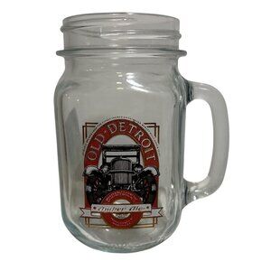 Old Detroit Amber Ale Glass Mason Jar Mug With Handle - 16 Oz